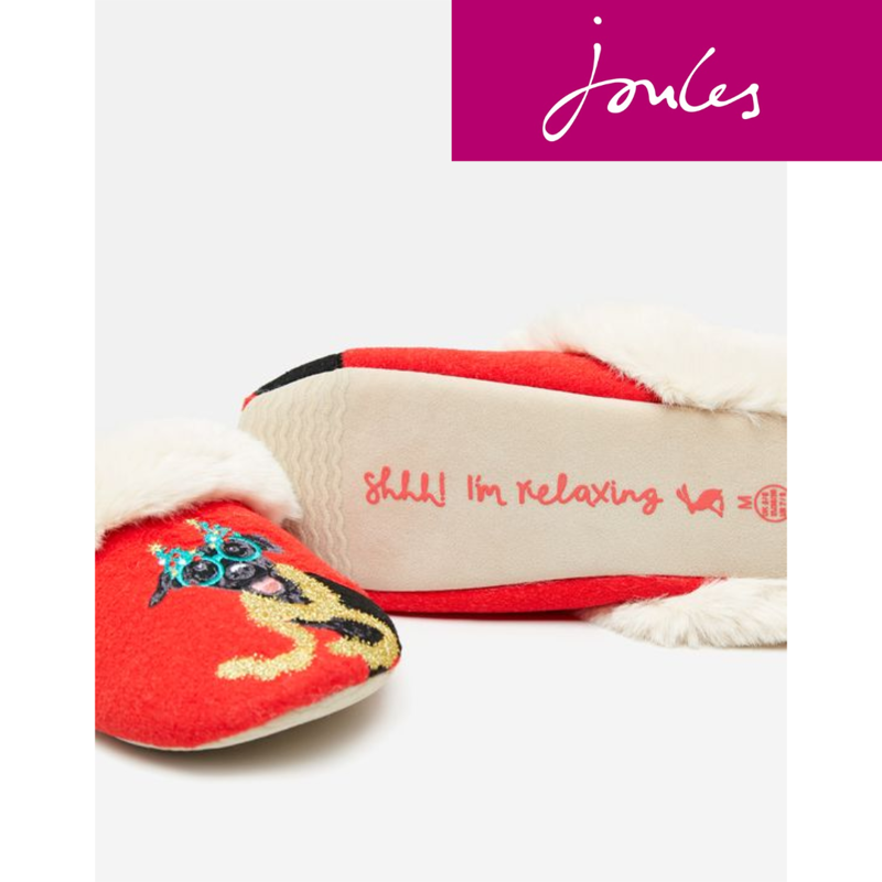 Joules Slippet Luxe Slip On Character Slippers - Christmas Dog -1